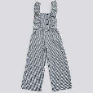 Zara Kids Size 11-12 Blue Navy Checkered Jumpsuit Chic & Comfy Preowned Gem